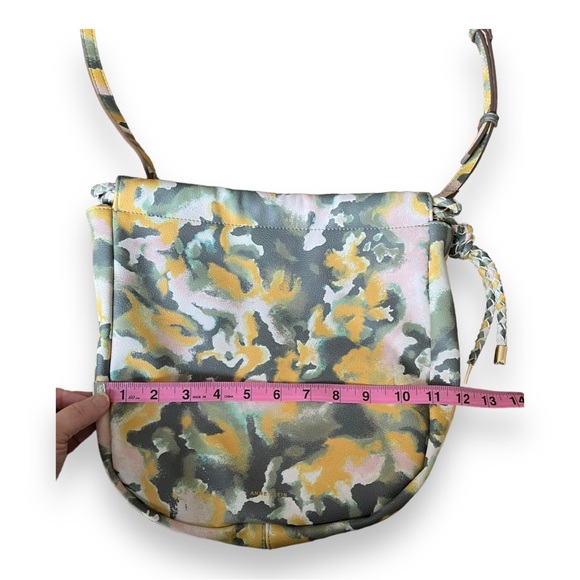 Anne Klein Scrunchie Crossbody Soft Yellow Sage Blush Abstract Print Bag - Picture 10 of 14